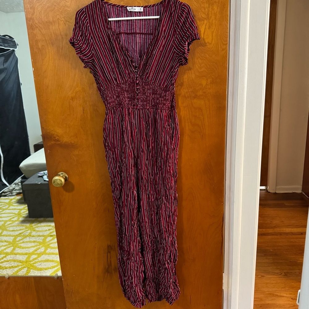 Hollister Red Striped Jumpsuit Size Medium